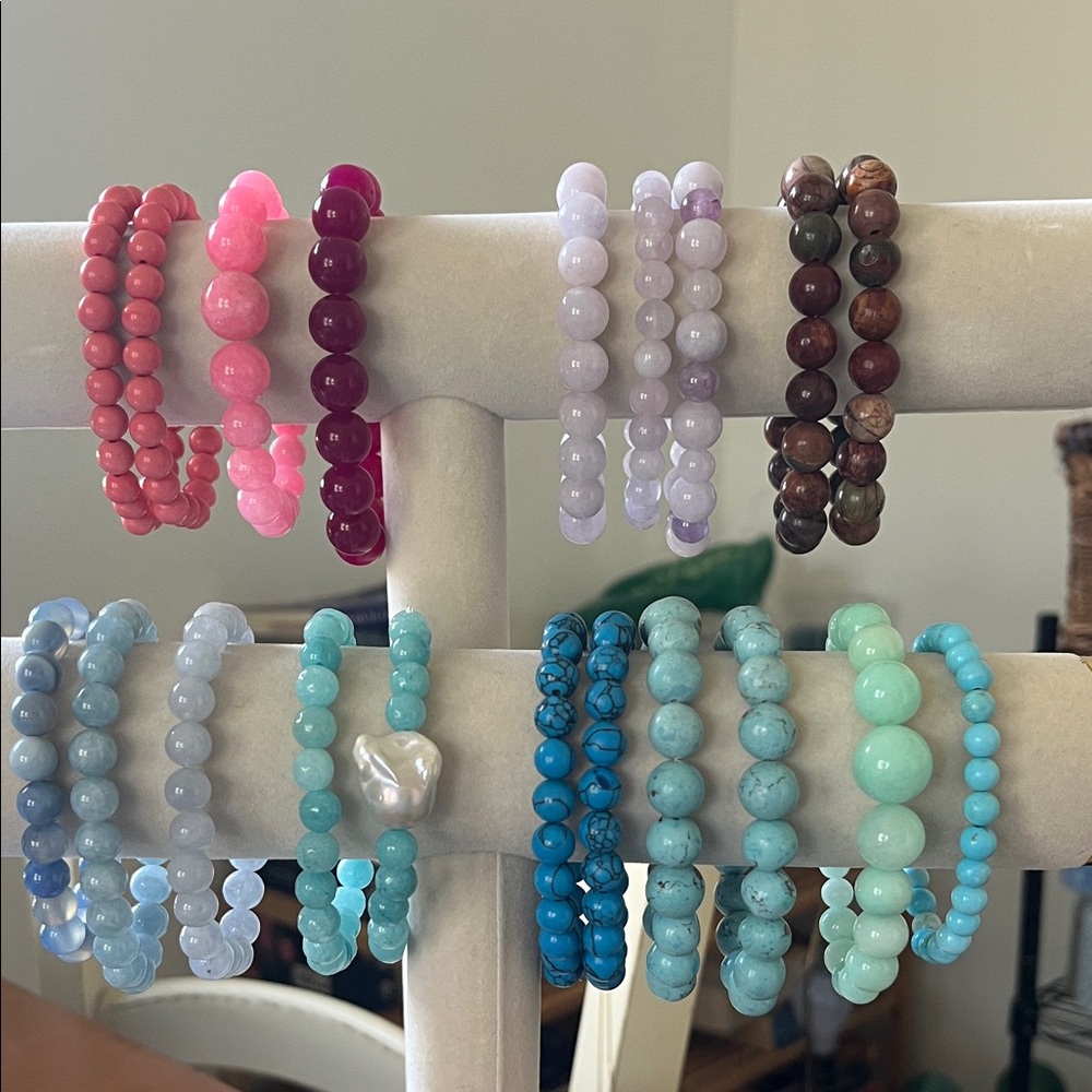 20 semiprecious gem Beaded Stretch Bracelet -